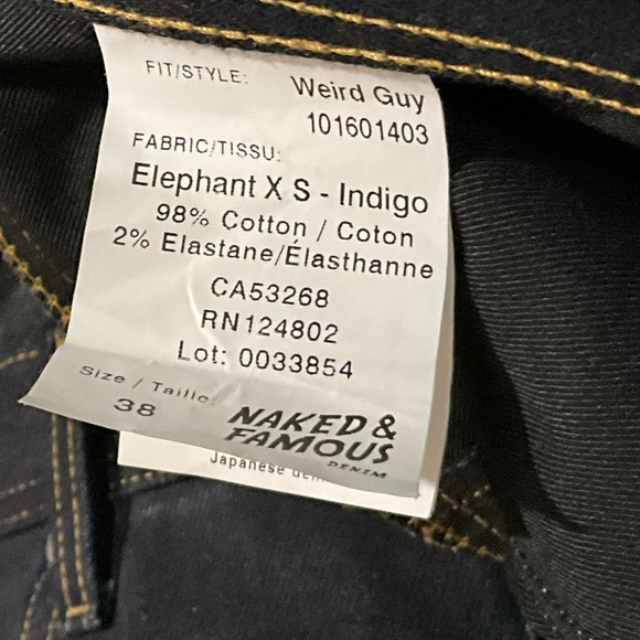Naked & Famous Raw Elephant XS Weird Guy Unwashed 38x30.5 - Picture 3 of 16